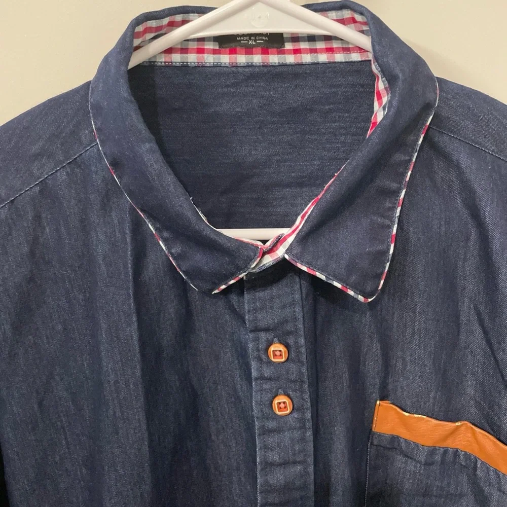 Men's Casual Button Down Shirts - Blue and Black - Picture 12 of 12